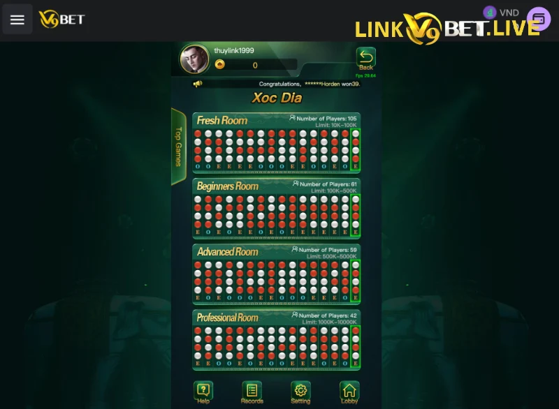 Tỷ lệ trả thưởng của Xóc đĩa V9Bet